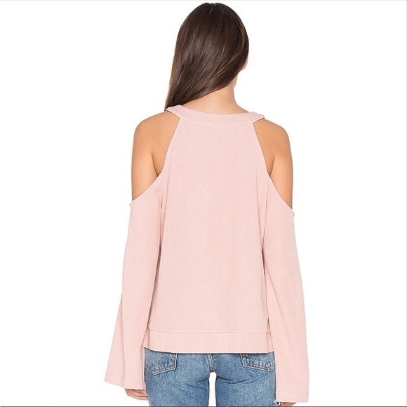 J.O.A. Off Shoulder Peach Top Lace Up Front - Picture 4 of 12